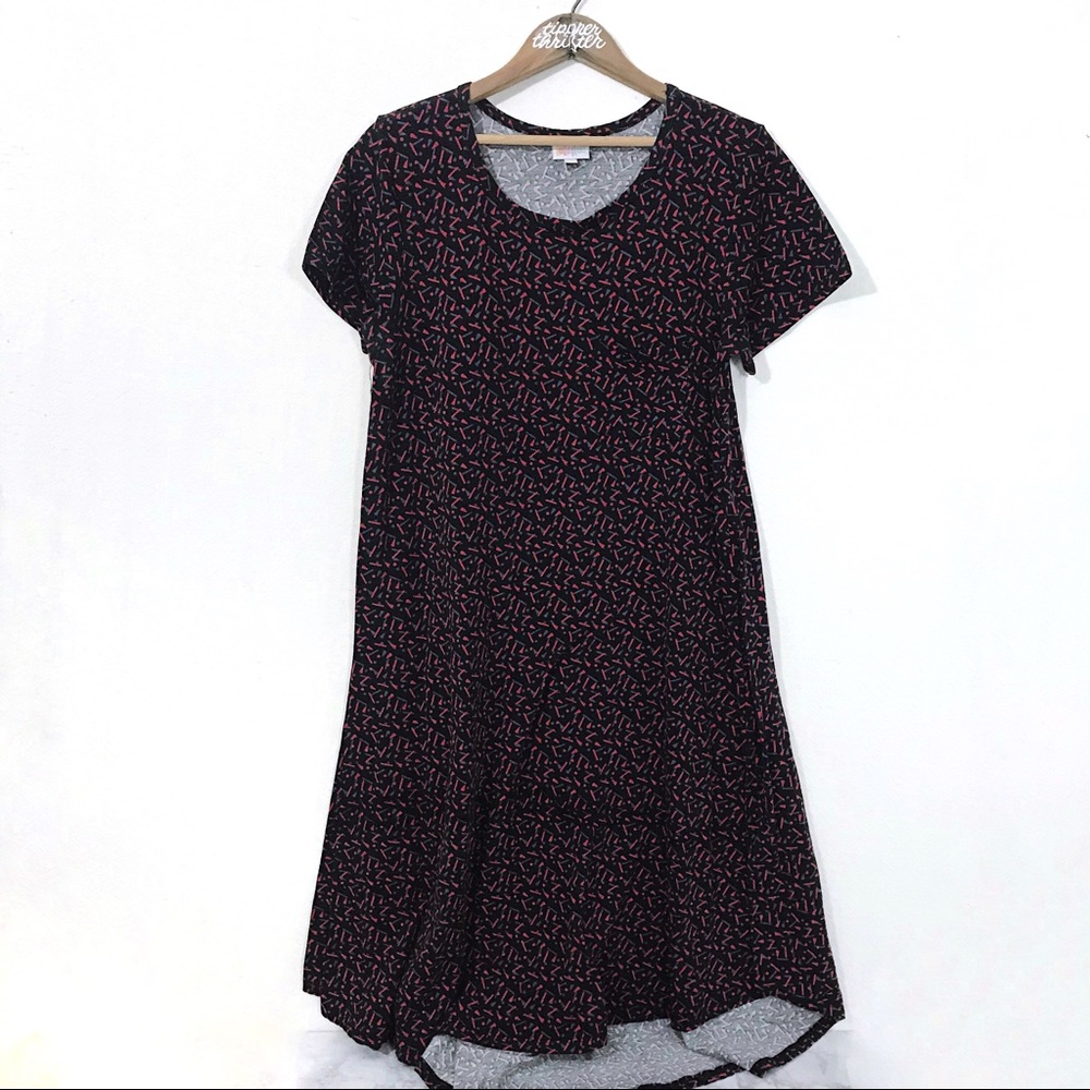 LuLaRoe “Carly” Dress High Low Hem Retro